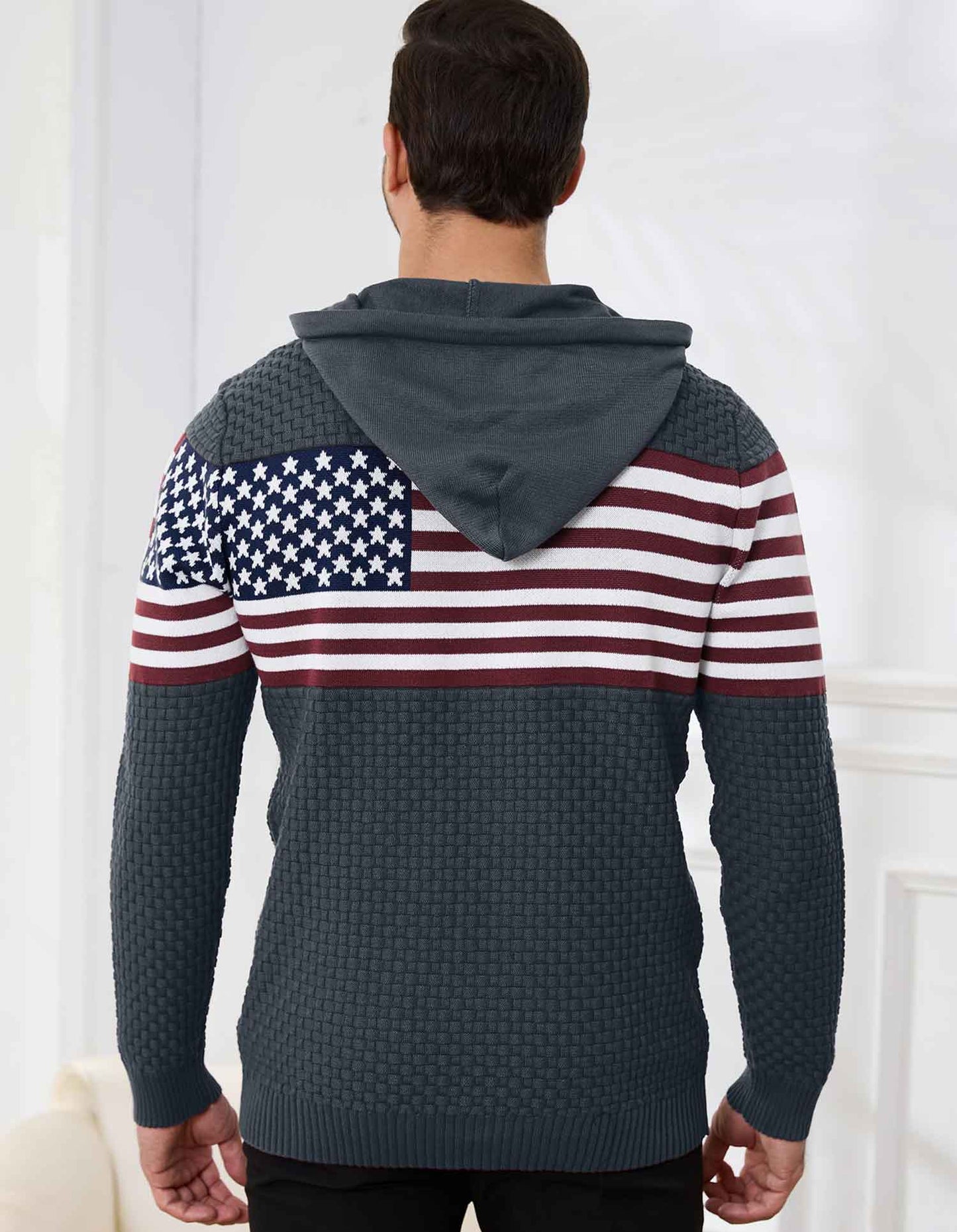 US Flag Knitted Hoodie