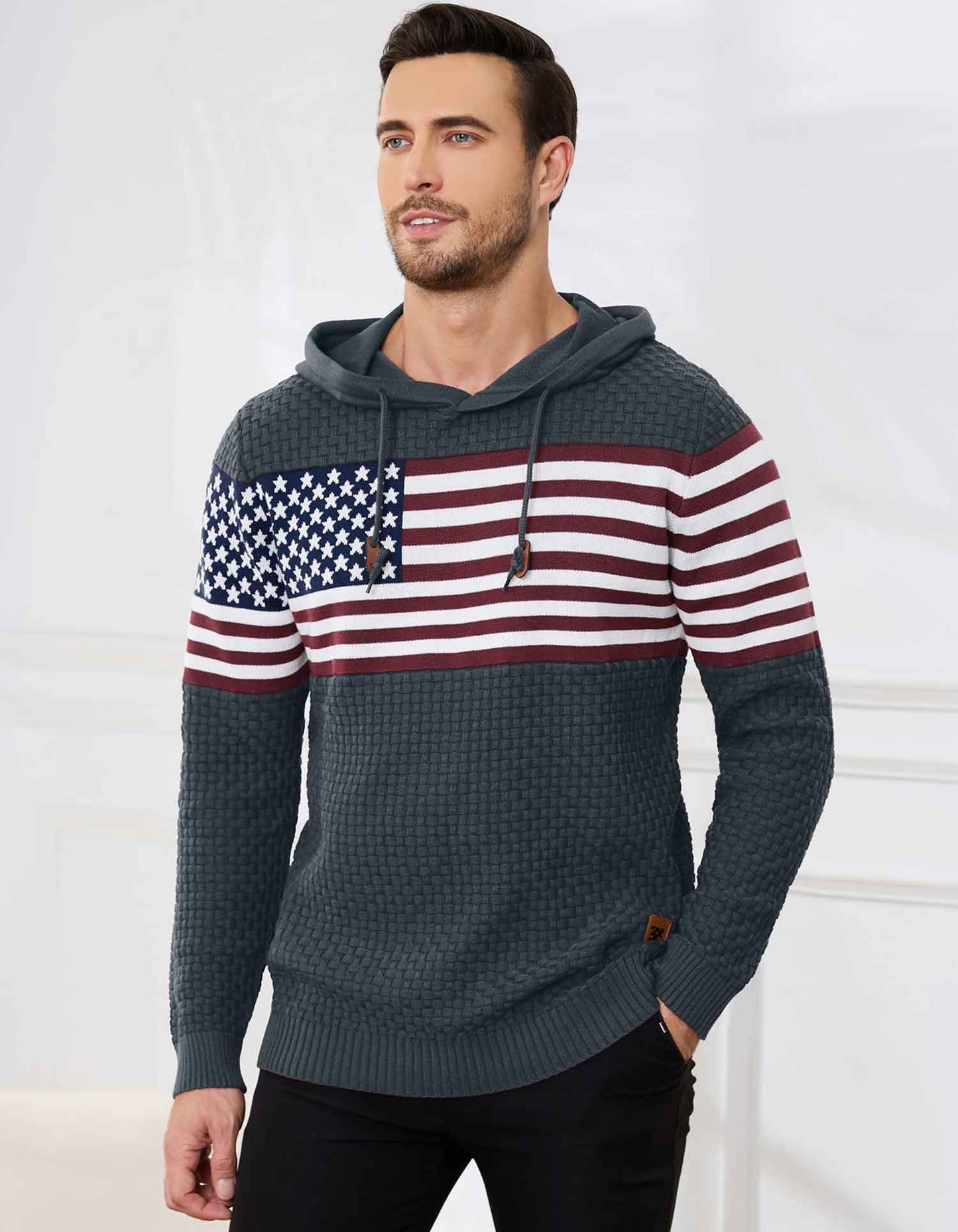US Flag Knitted Hoodie