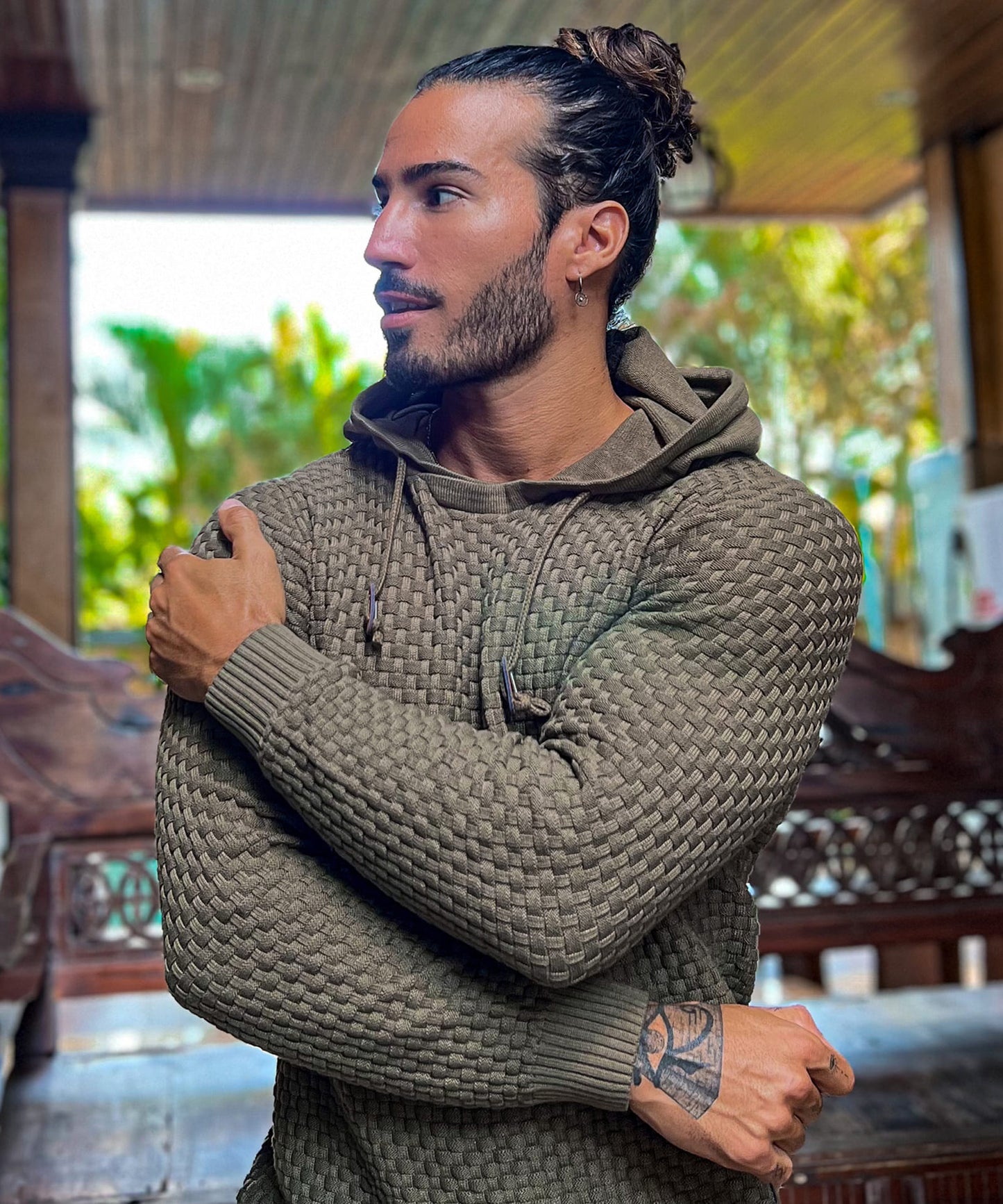 AirWaffle Solid Knitted Hoodie