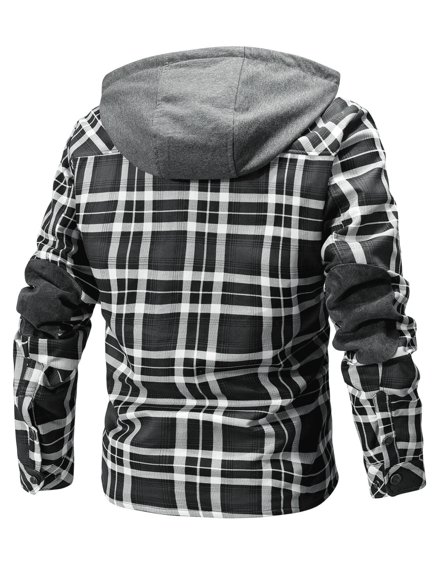 Sherpa-Lined Hooded Plaid Jacket