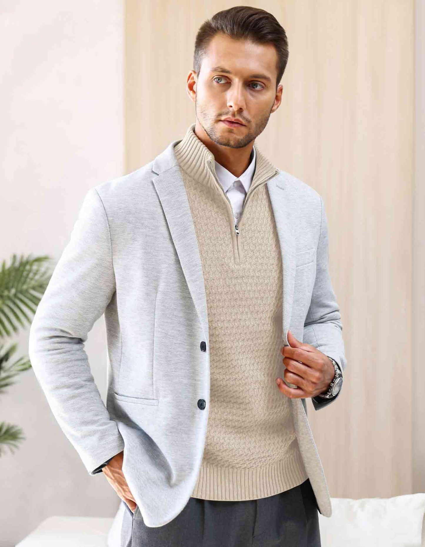 Nordic Twill Quarter-Zip Turtleneck Sweater