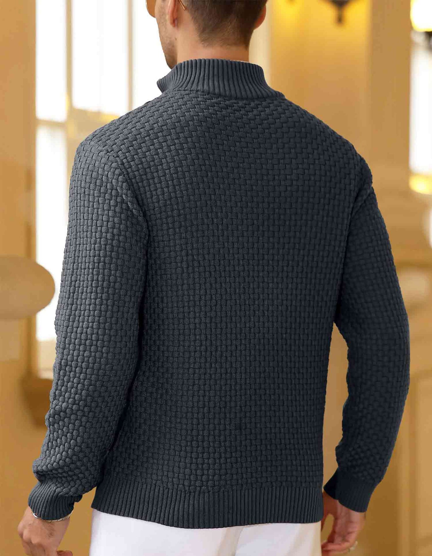 AirWaffle Turtleneck Quarter Zip Sweater