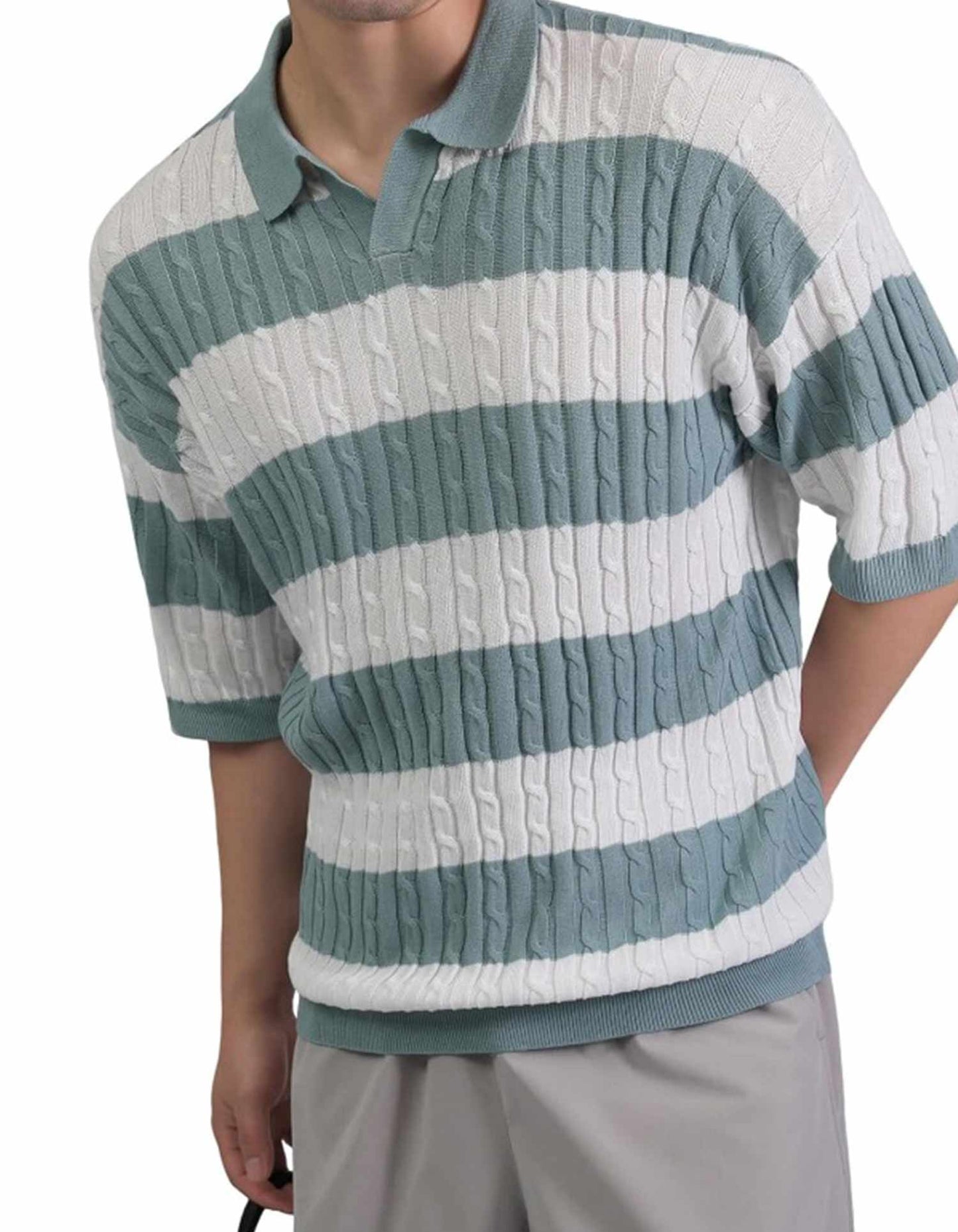 Striped Polo Knit Tee