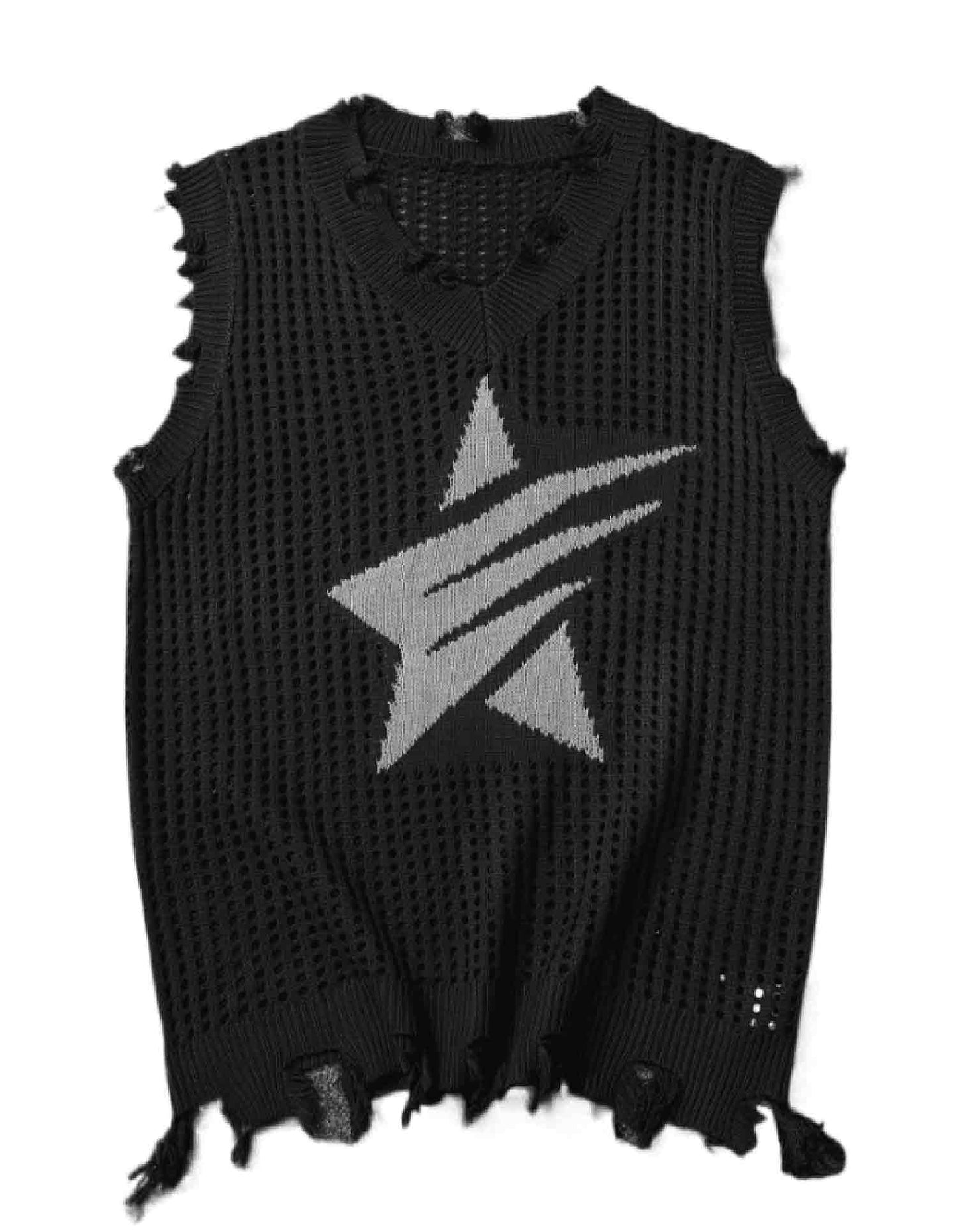 V-Neck Perforated Knitted Short Sleeve