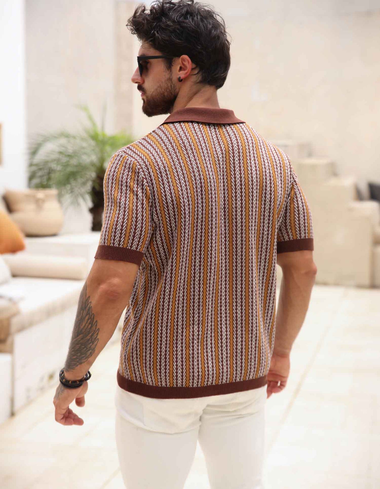 Retro Stripes Knit Polo