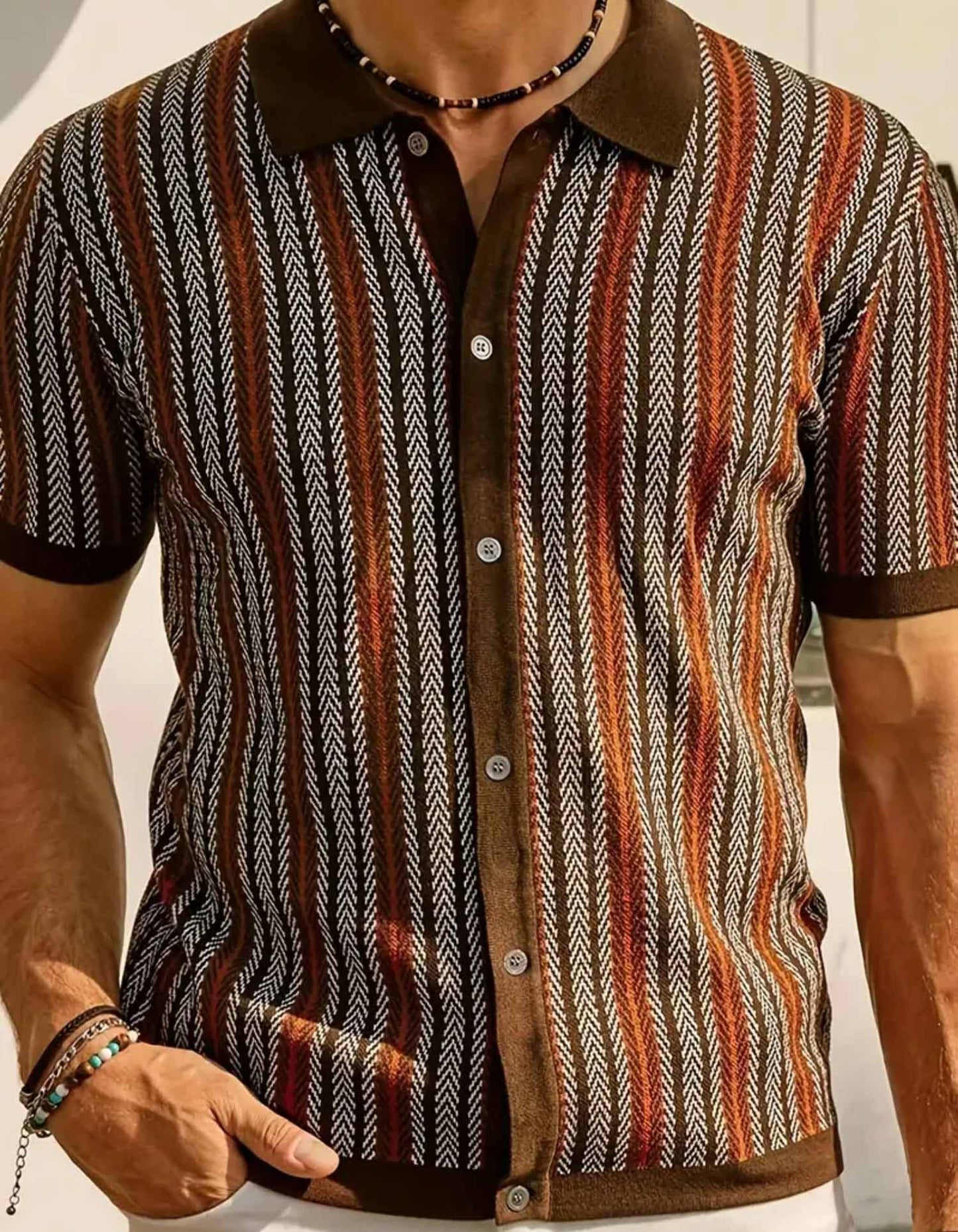 Retro Stripes Knit Polo