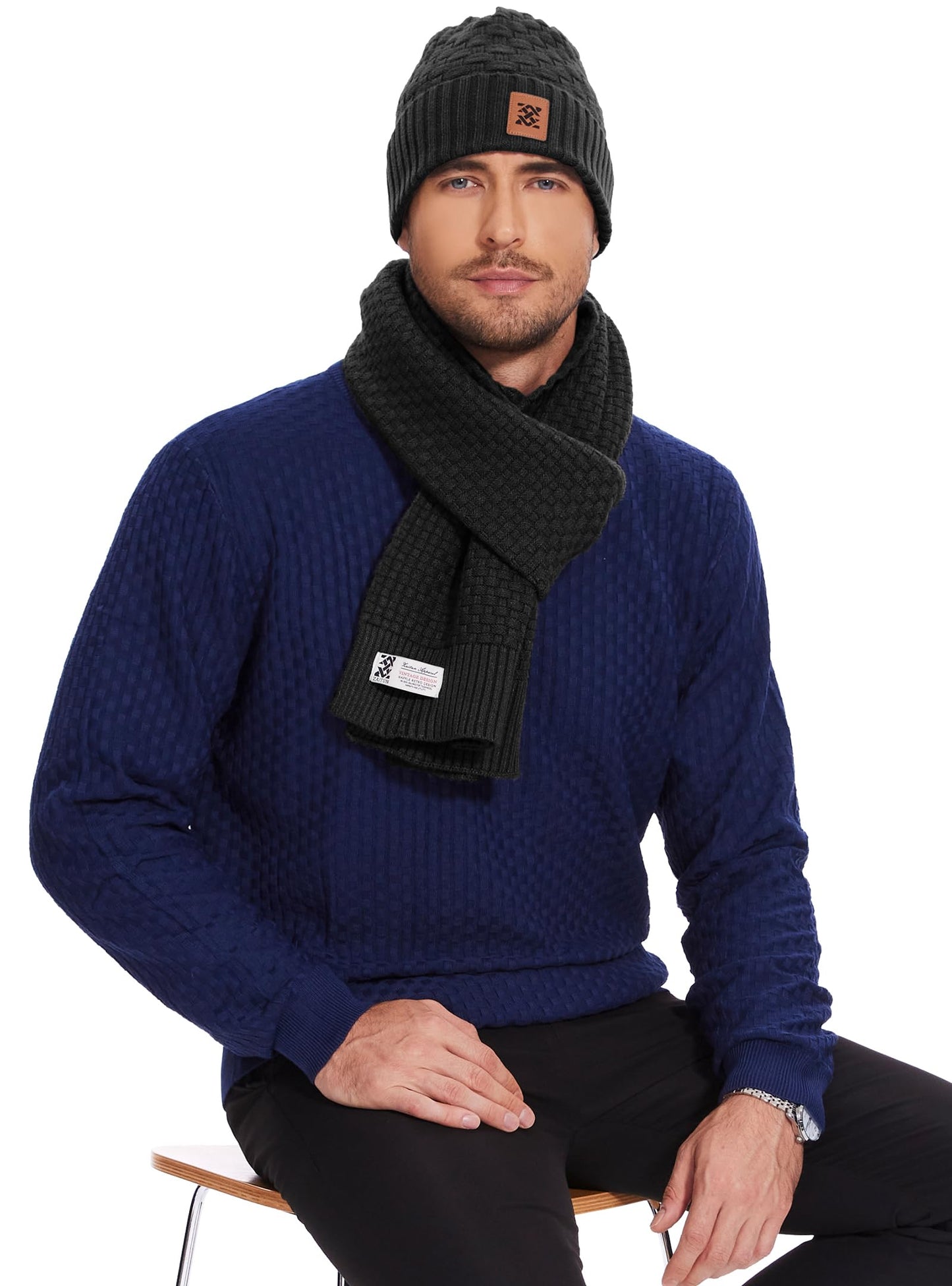 Zaitun Beanie Hats for Men and Women Winter Warm Waffle Knit Cap Comfort Thick Daily Rib Cap