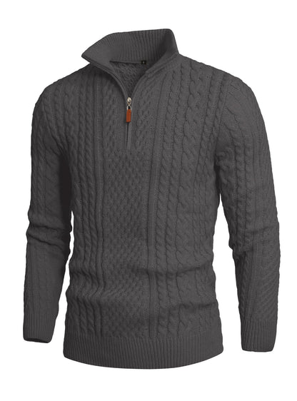 Zaitun Men's 1/4 Zip Sweater Waffle Textured Lightweight Pullover for Winter Business Casual Turtleneck Old Money Knit Top