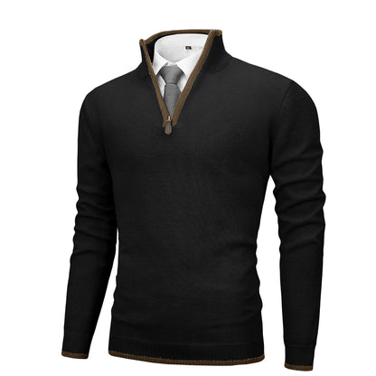Zaitun Mens Quarter Zip Sweater Mock Neck Pullover Long Sleeve Jumper Casual Top Blue