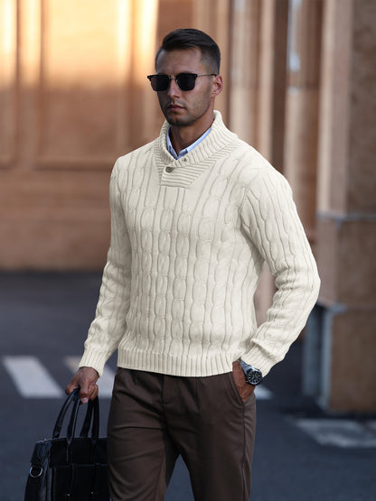 Zaitun Men's Turtleneck Sweater Fisherman Style Cable Knit Pullover Warm Long Sleeve Lightweight Breathable Winter Sweater for Men Red
