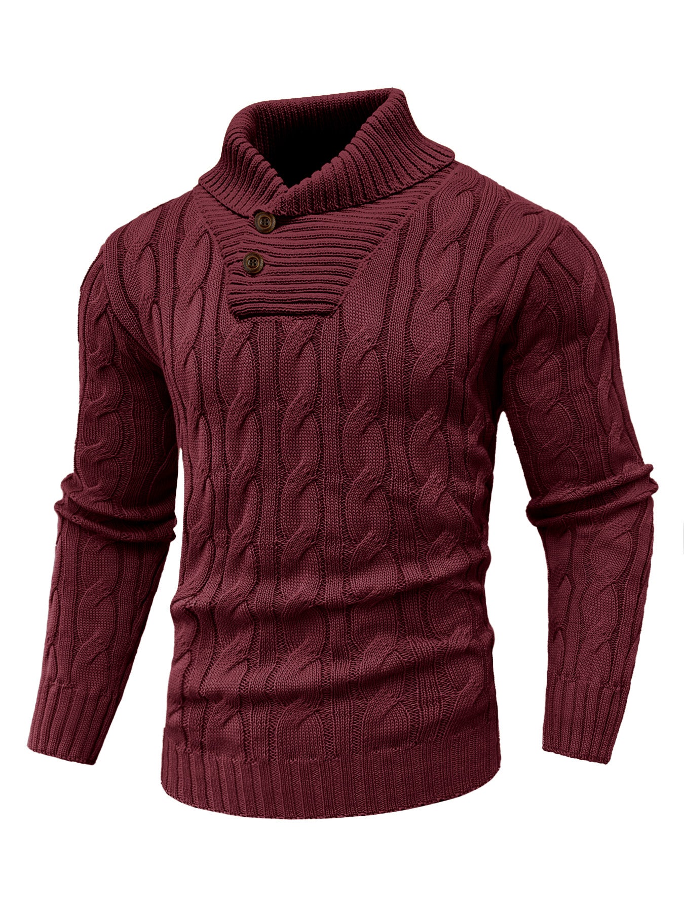 Zaitun Men's Turtleneck Sweater Fisherman Style Cable Knit Pullover Warm Long Sleeve Lightweight Breathable Winter Sweater for Men Red