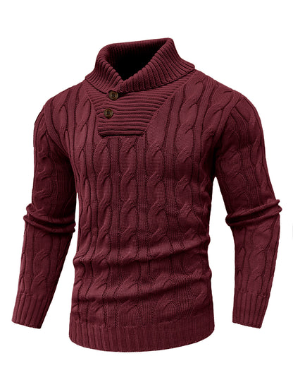 Zaitun Men's Turtleneck Sweater Fisherman Style Cable Knit Pullover Warm Long Sleeve Lightweight Breathable Winter Sweater for Men Red