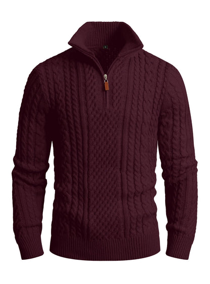 Zaitun Men's 1/4 Zip Sweater Waffle Textured Lightweight Pullover for Winter Business Casual Turtleneck Old Money Knit Top