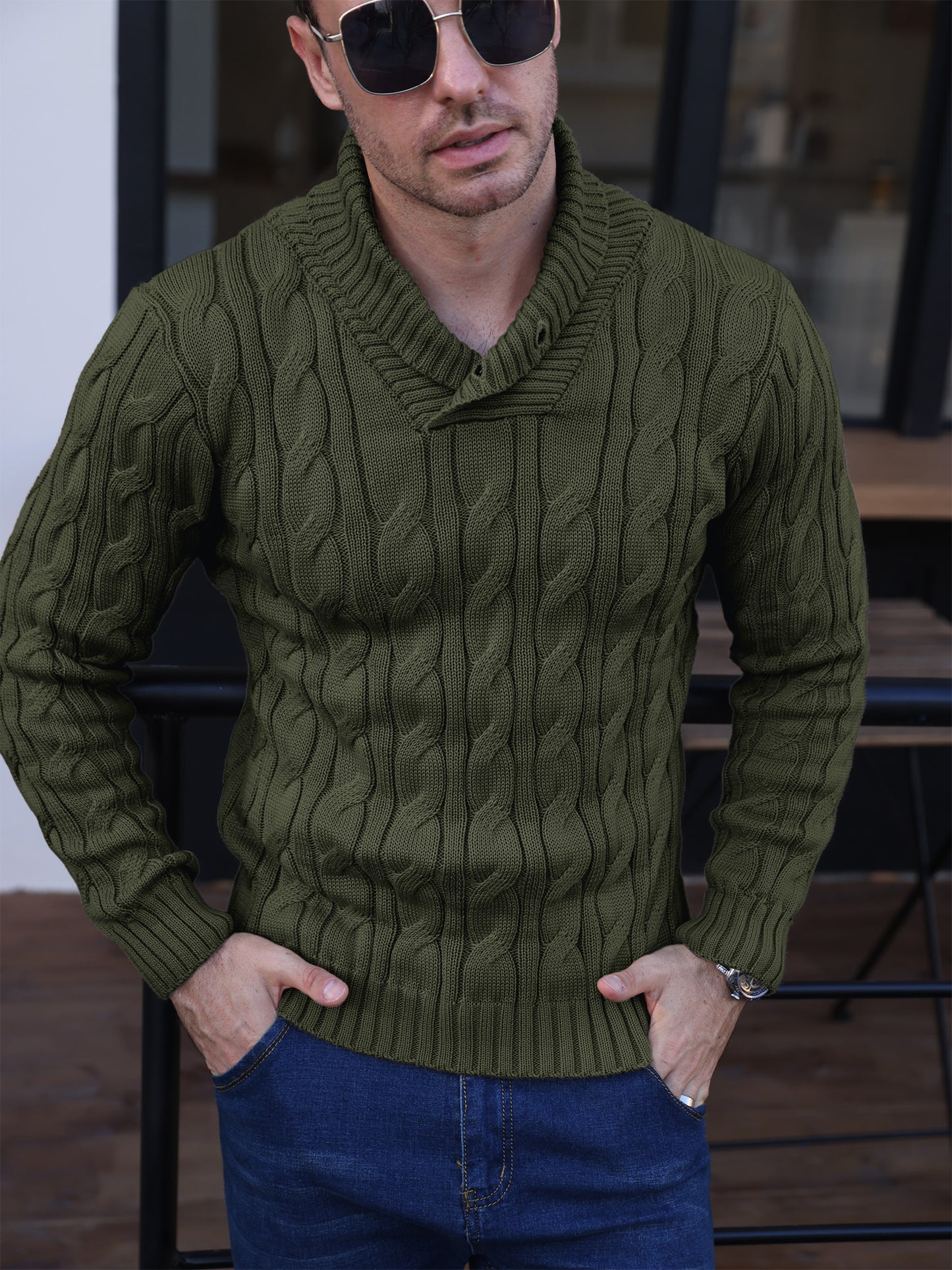 Zaitun Men's Turtleneck Sweater Fisherman Style Cable Knit Pullover Warm Long Sleeve Lightweight Breathable Winter Sweater for Men Red