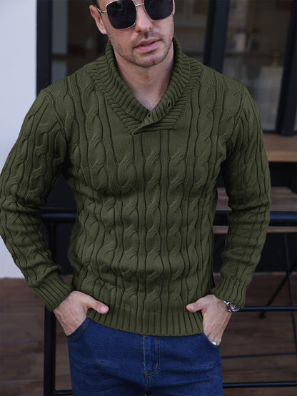 Zaitun Men's Turtleneck Sweater Fisherman Style Cable Knit Pullover Warm Long Sleeve Lightweight Breathable Winter Sweater for Men Red