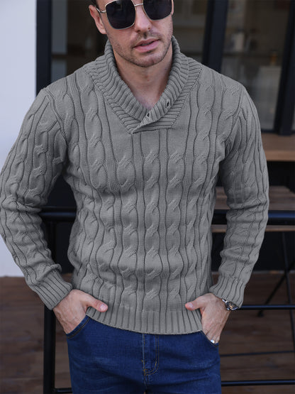 Zaitun Men's Turtleneck Sweater Fisherman Style Cable Knit Pullover Warm Long Sleeve Lightweight Breathable Winter Sweater for Men Red