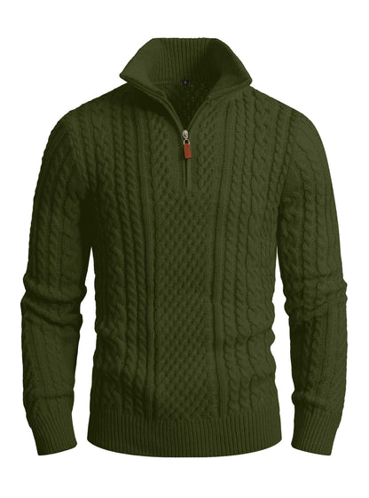 Zaitun Men's 1/4 Zip Sweater Waffle Textured Lightweight Pullover for Winter Business Casual Turtleneck Old Money Knit Top