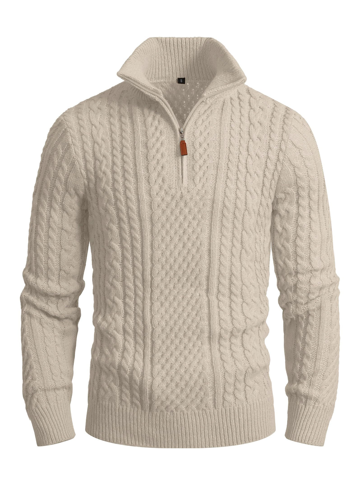 Zaitun Men's 1/4 Zip Sweater Waffle Textured Lightweight Pullover for Winter Business Casual Turtleneck Old Money Knit Top