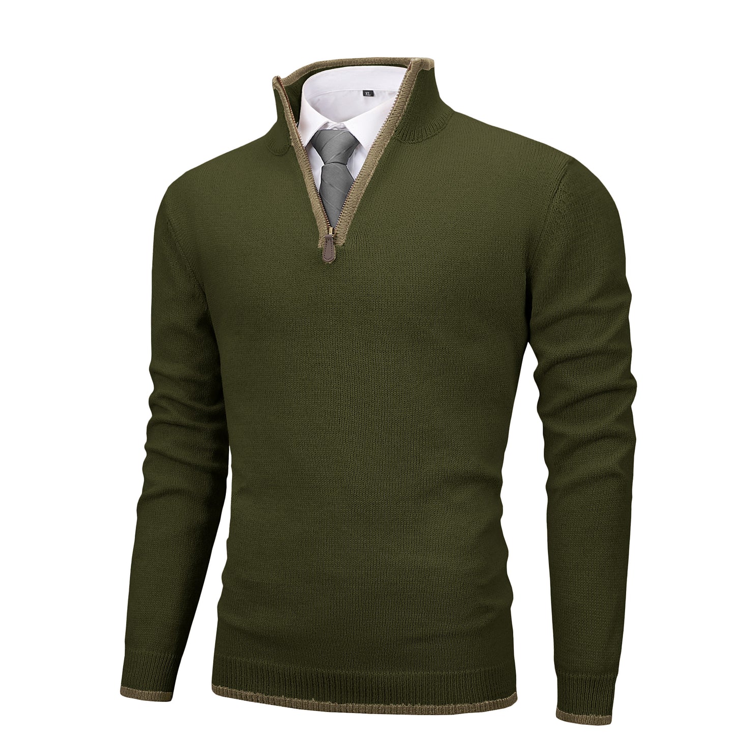 Zaitun Mens Quarter Zip Sweater Mock Neck Pullover Long Sleeve Jumper Casual Top Blue