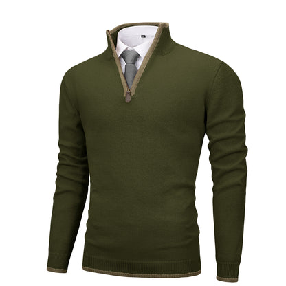 Zaitun Mens Quarter Zip Sweater Mock Neck Pullover Long Sleeve Jumper Casual Top Blue
