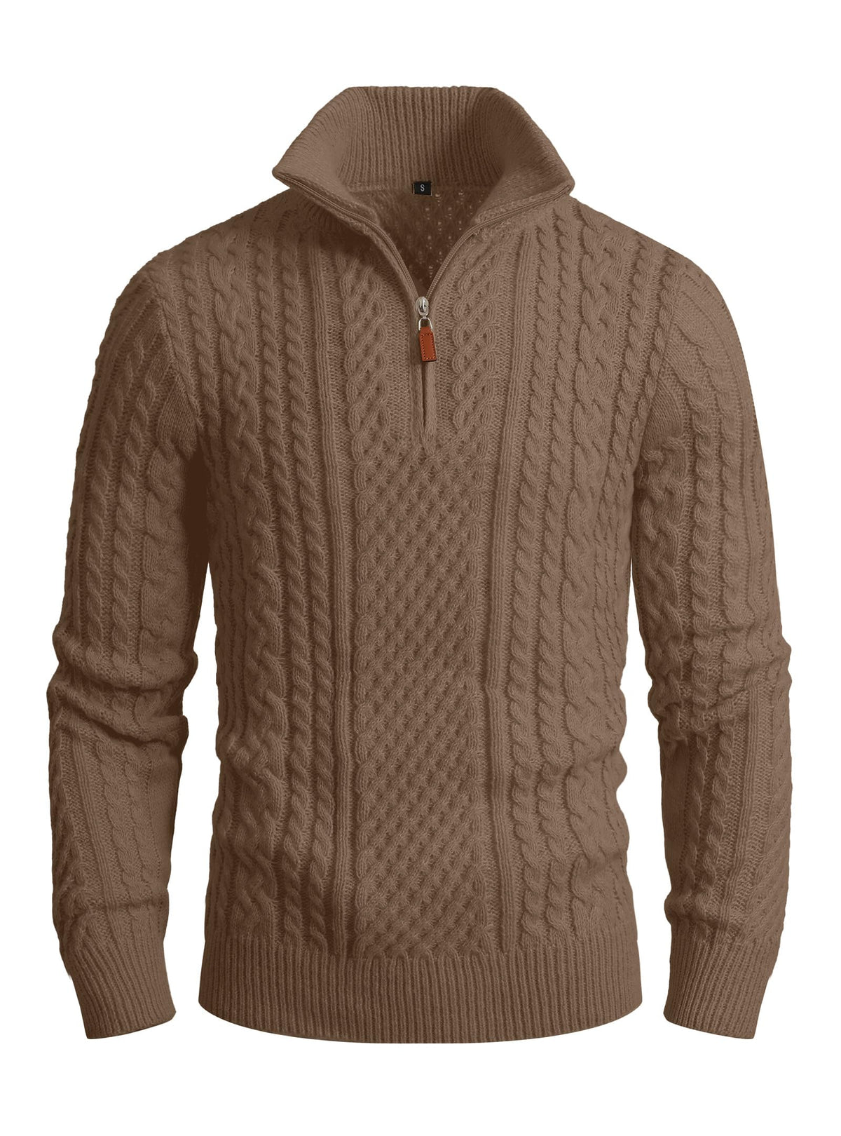 Zaitun Men's 1/4 Zip Sweater Waffle Textured Lightweight Pullover for Winter Business Casual Turtleneck Old Money Knit Top