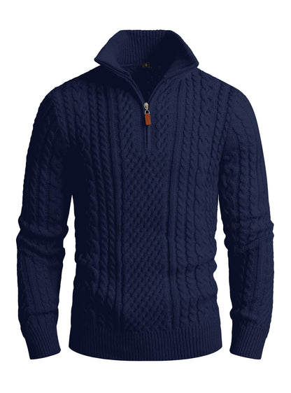 Zaitun Men's 1/4 Zip Sweater Waffle Textured Lightweight Pullover for Winter Business Casual Turtleneck Old Money Knit Top