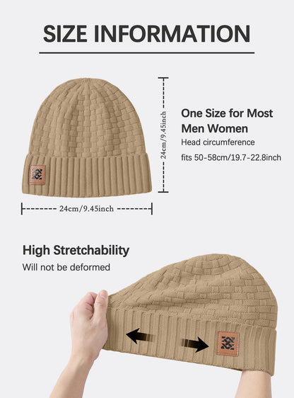 Zaitun Beanie Hats for Men and Women Winter Warm Waffle Knit Cap Comfort Thick Daily Rib Cap