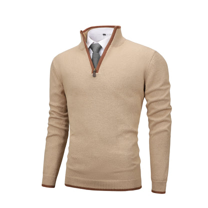 Zaitun Mens Quarter Zip Sweater Mock Neck Pullover Long Sleeve Jumper Casual Top Blue