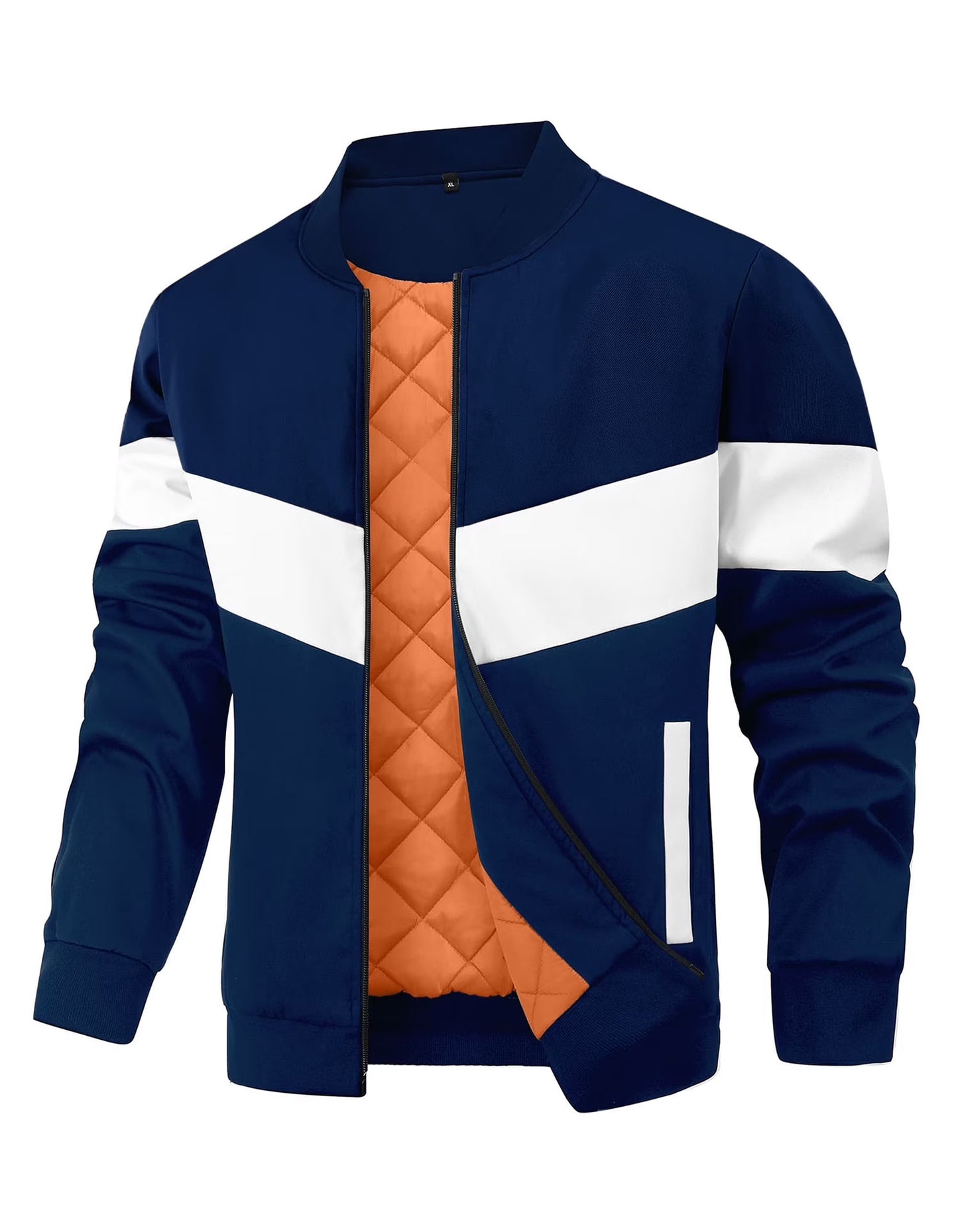 Men's Bomber Jacket Casual Zipper Coat with Pockets