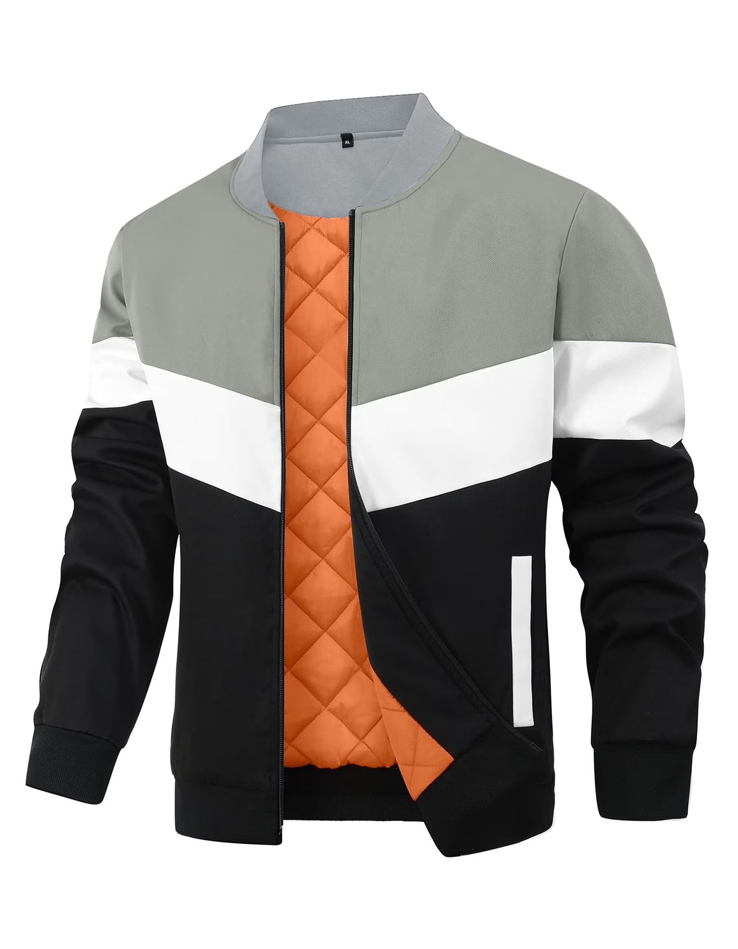Men's Bomber Jacket Casual Zipper Coat with Pockets
