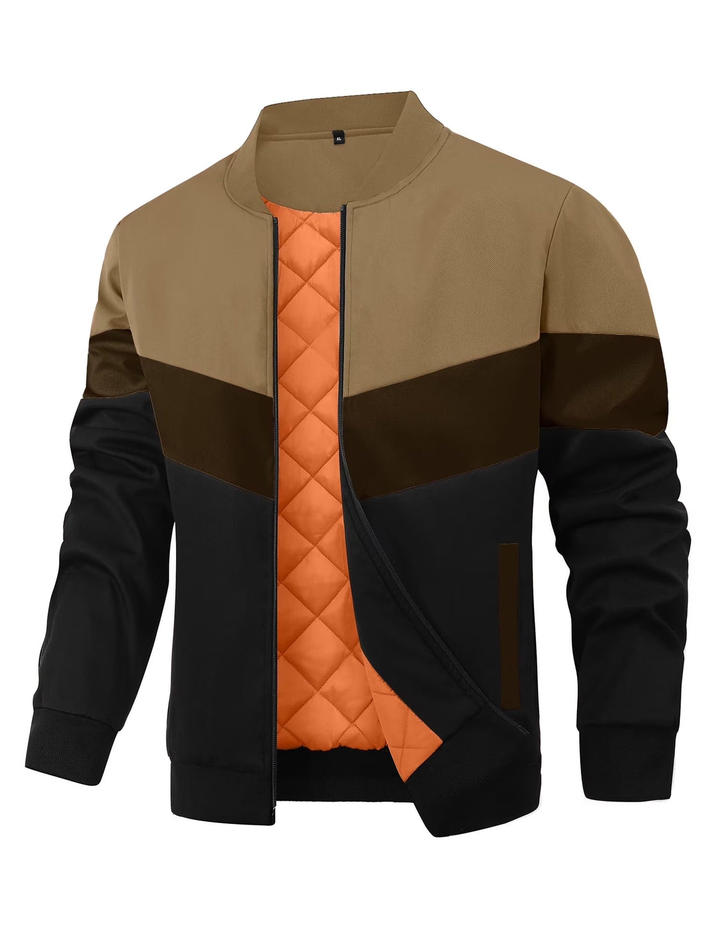 Men's Bomber Jacket Casual Zipper Coat with Pockets