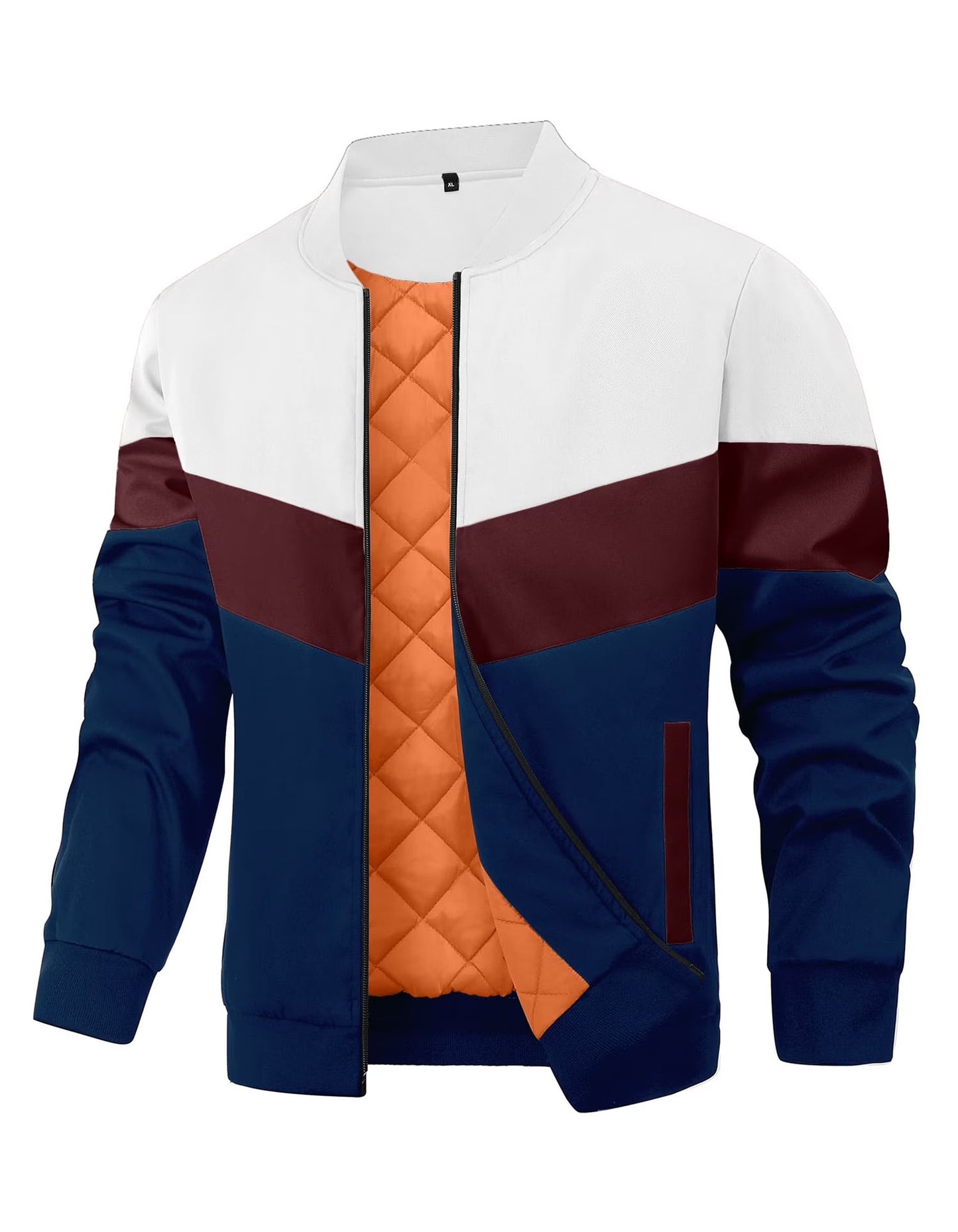 Men's Bomber Jacket Casual Zipper Coat with Pockets