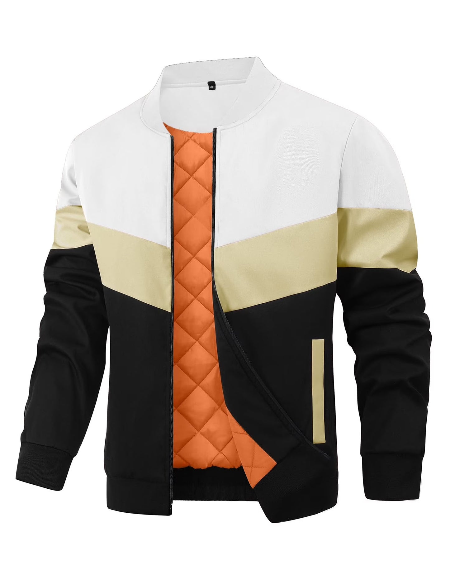 Men's Bomber Jacket Casual Zipper Coat with Pockets