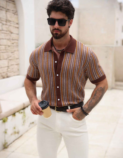 Retro Stripes Knit Polo
