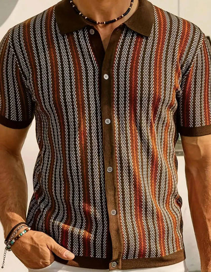 Retro Stripes Knit Polo