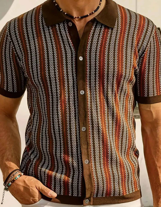 Retro Stripes Knit Polo