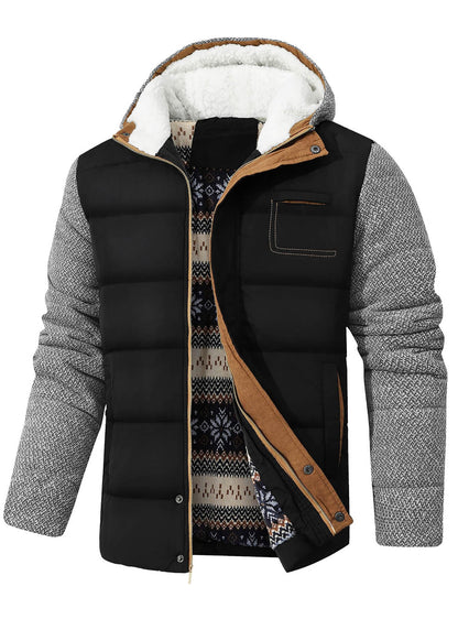 Zaitun Men's Winter Jacket, Warm Fleece Jacket, Lined Windbreaker with Hood, Windproof Outdoor Jackets, Thermal Puffer Jacket