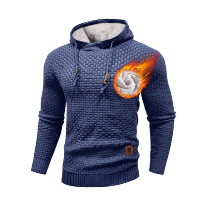 Zaitun Men's Short Plush Lined Hooded Sweater Crystal Velvet Fleece Lined Winter Warm Sweatshirt Knitted Hoodie Pullover Khaki