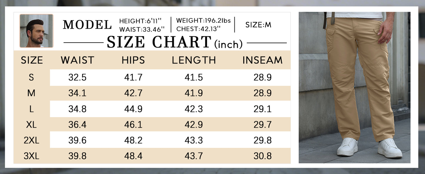 Zaitun Mens Casual Cargo Pants Lightweight Athletic Trousers Multi-Pocket Workout Hiking Pants Outdoor Work Tactical Pants