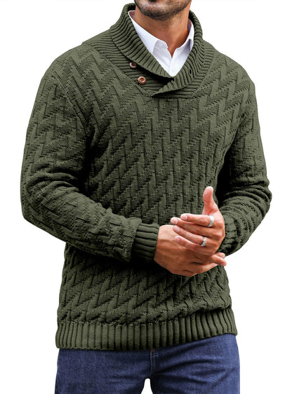 Zaitun Men's Knitted Turtleneck Pullover with Buttons Warm Long Sleeve Pullover Leisure Winter Jumper