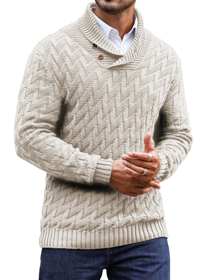 Zaitun Men's Knitted Turtleneck Pullover with Buttons Warm Long Sleeve Pullover Leisure Winter Jumper