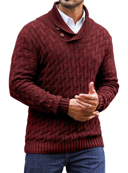 Zaitun Men's Knitted Turtleneck Pullover with Buttons Warm Long Sleeve Pullover Leisure Winter Jumper