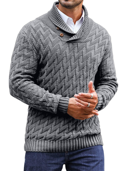 Zaitun Men's Knitted Turtleneck Pullover with Buttons Warm Long Sleeve Pullover Leisure Winter Jumper