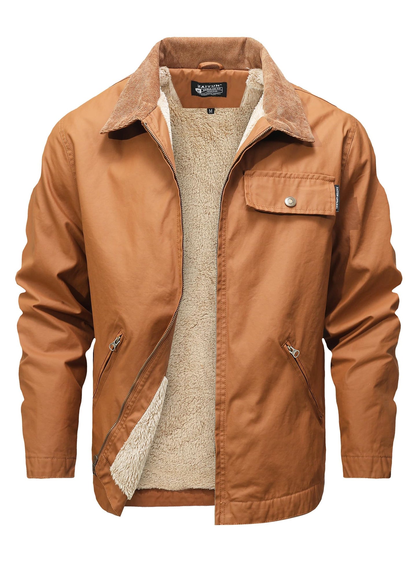 Zaitun Men's vintage jacket Winter Casual Warm Coat Fleece Lining Waterproof Outdoor Work Jacket