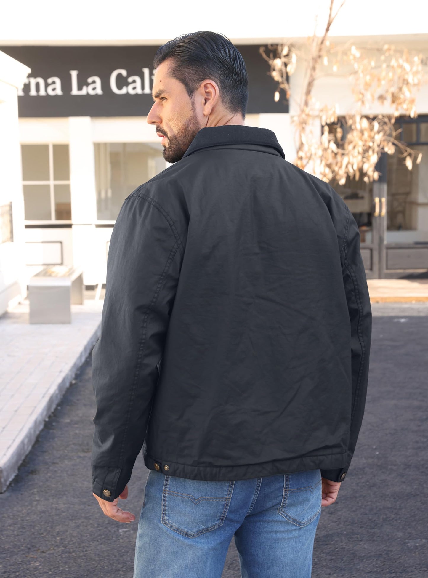 Zaitun Men's vintage jacket Winter Casual Warm Coat Fleece Lining Waterproof Outdoor Work Jacket