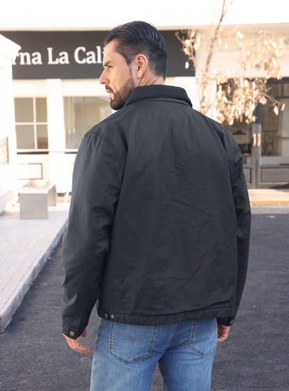 Zaitun Men's vintage jacket Winter Casual Warm Coat Fleece Lining Waterproof Outdoor Work Jacket