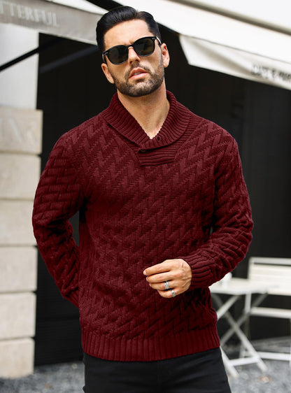 Zaitun Men's Knitted Turtleneck Pullover with Buttons Warm Long Sleeve Pullover Leisure Winter Jumper