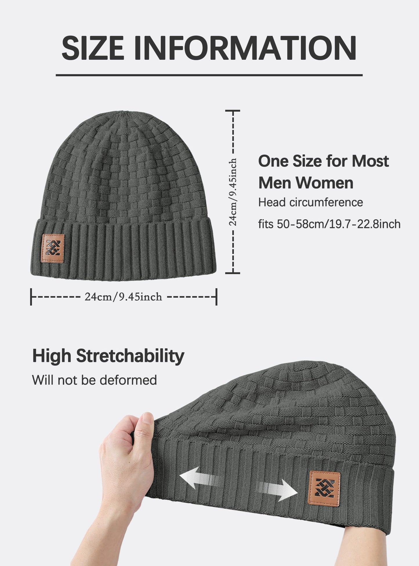 Zaitun Beanie Hats for Men and Women Winter Warm Waffle Knit Cap Comfort Thick Daily Rib Cap
